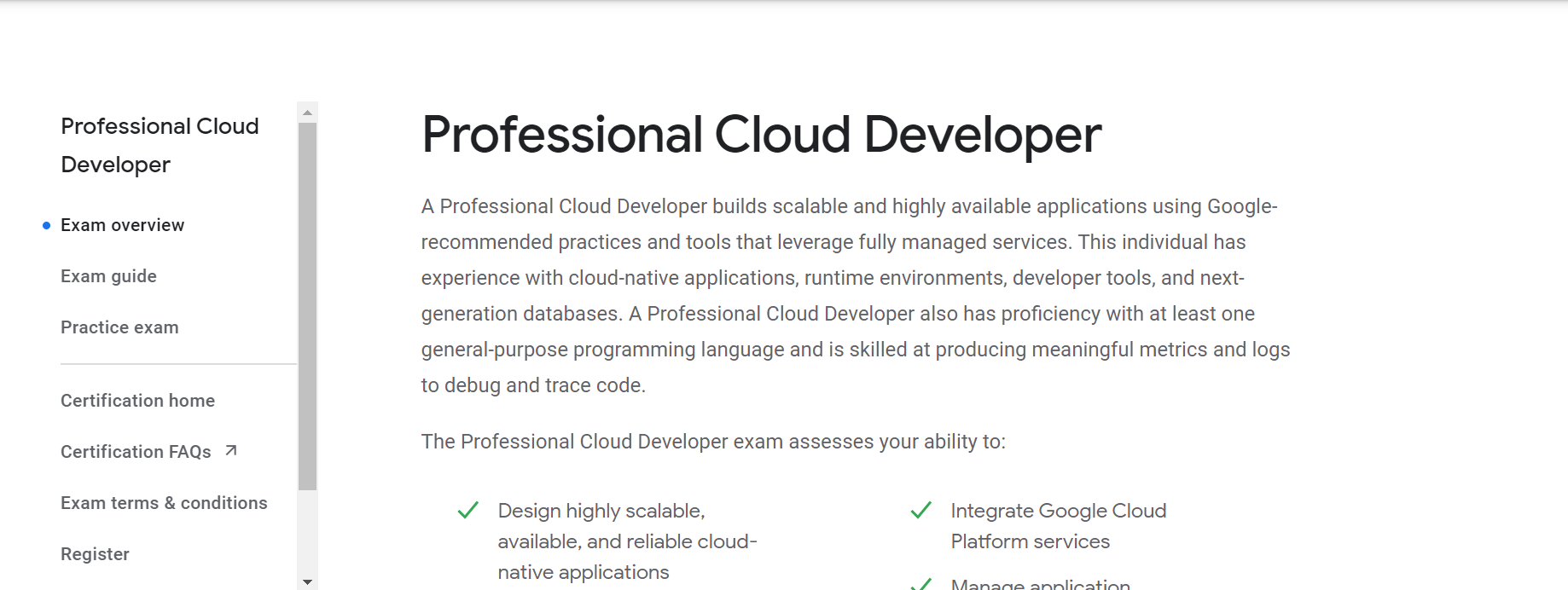 Cloud Certifications: GC Professional Cloud Developer | Pluralsight