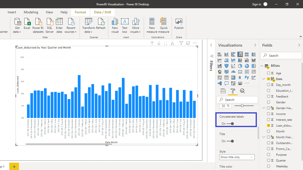 Implementing Hierarchical Axis And Concatenation In Power Bi Pluralsight