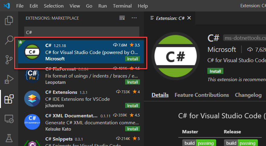 using c# in microsoft studio code for mac