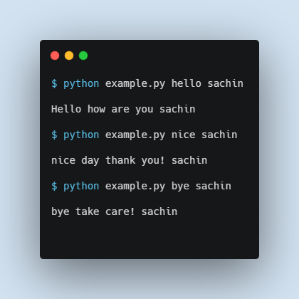 example terminal execution
