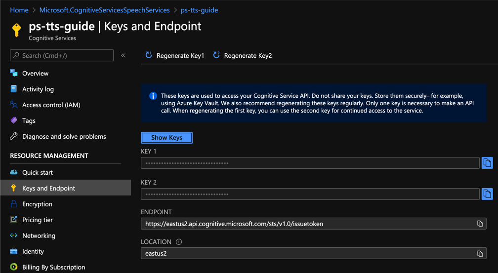 api keys and endpoint