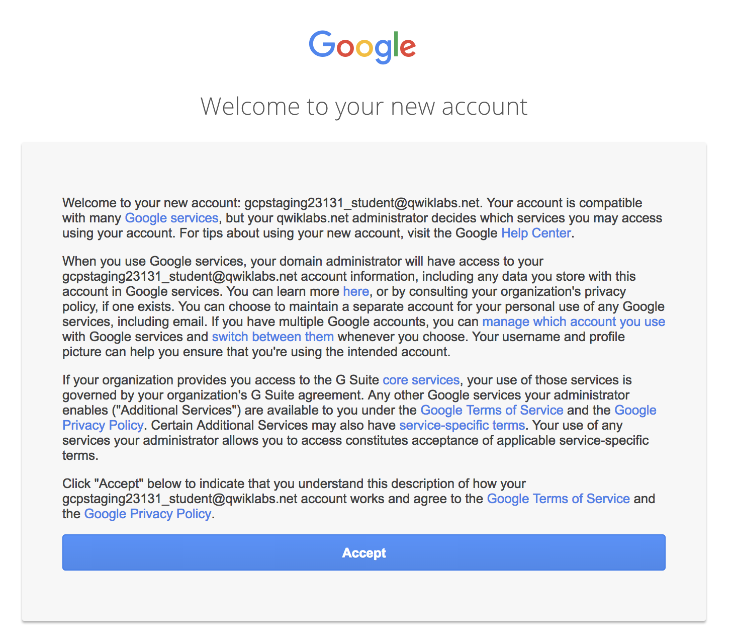 Google terms of service