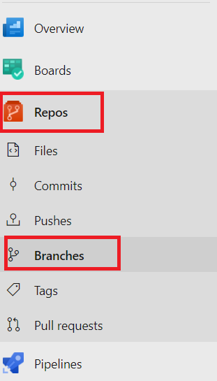 Branches menu navigation