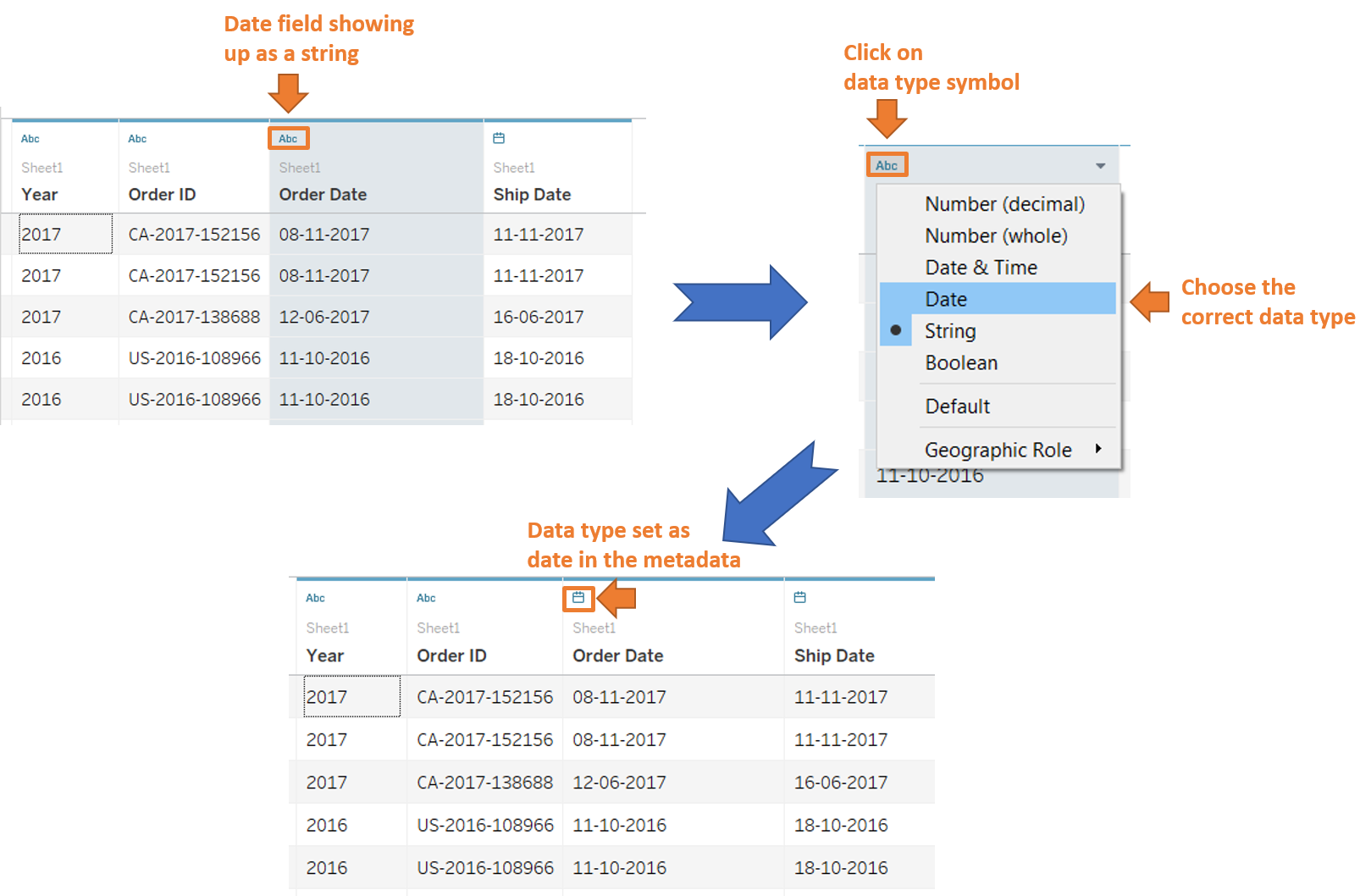 data type change