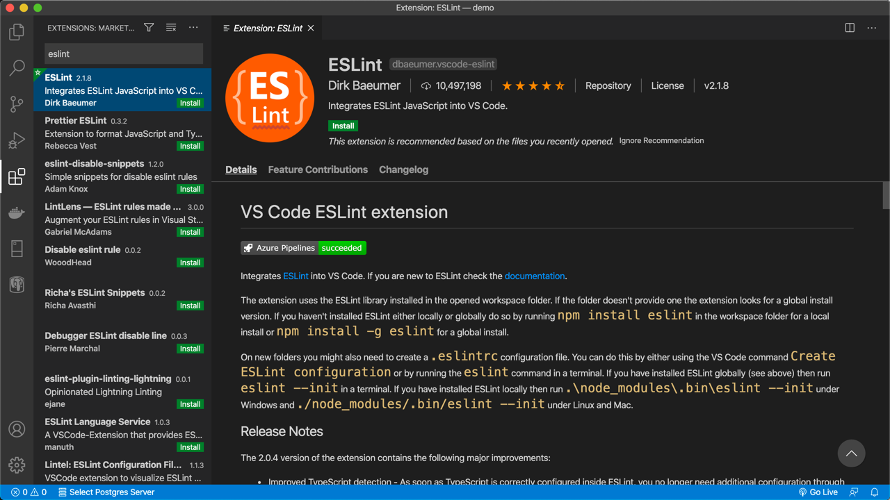visual studio code js extensions