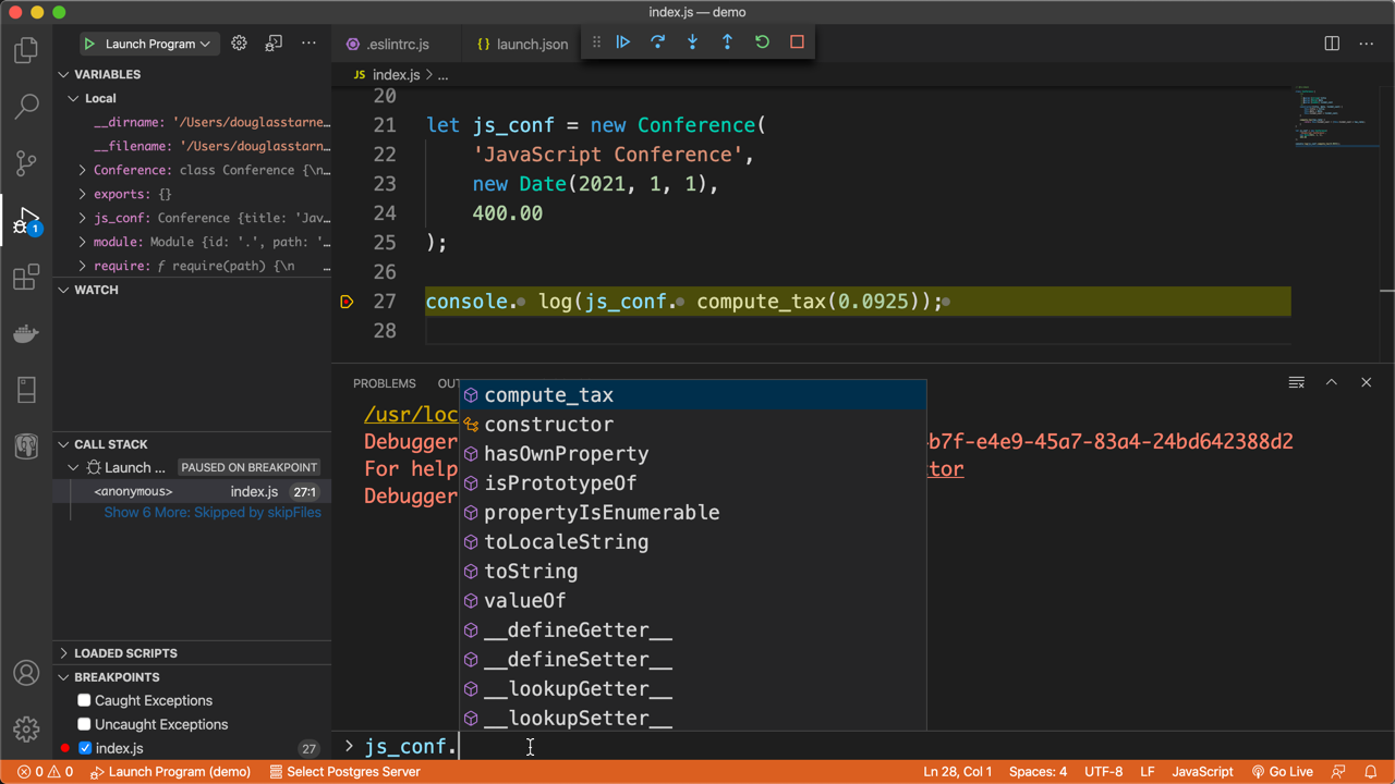 visual studio code js debugger