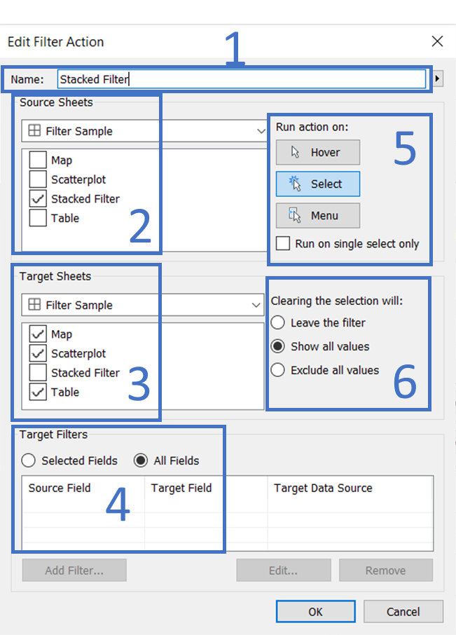 filter action - config options